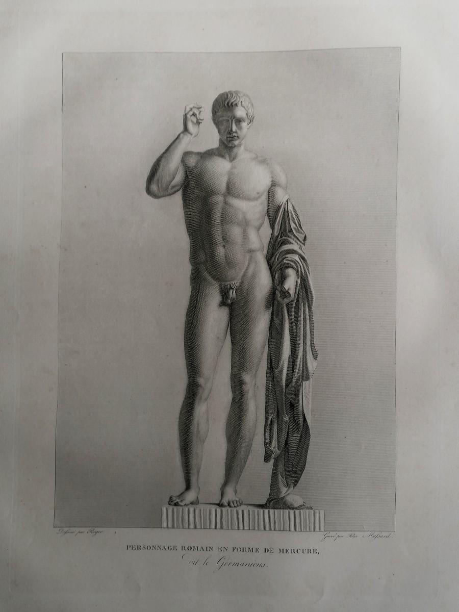 QUATRE GRAVURES MYTHOLOGIQUES 60/60 - ANTINOUS - FAUNE - MERCURE - SILENE ET BACCHUS- XIXEME --photo-4