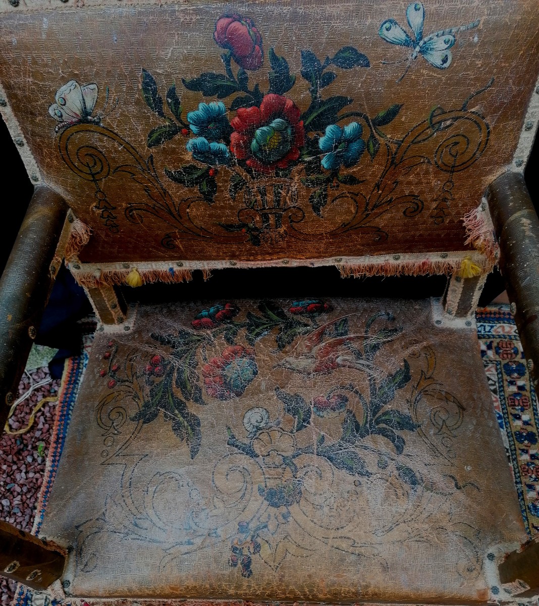 Renaissance Armchair With Cordovan Leather Cover - Tetrel Upholsterer --photo-3