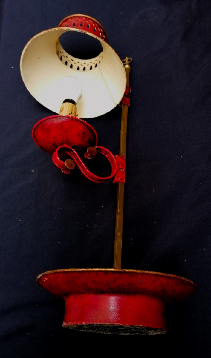 LAMPE QUINQUET OU BOUILLOTE EN TOLE PEINTE - XIX-XXEMESIECLE --photo-4