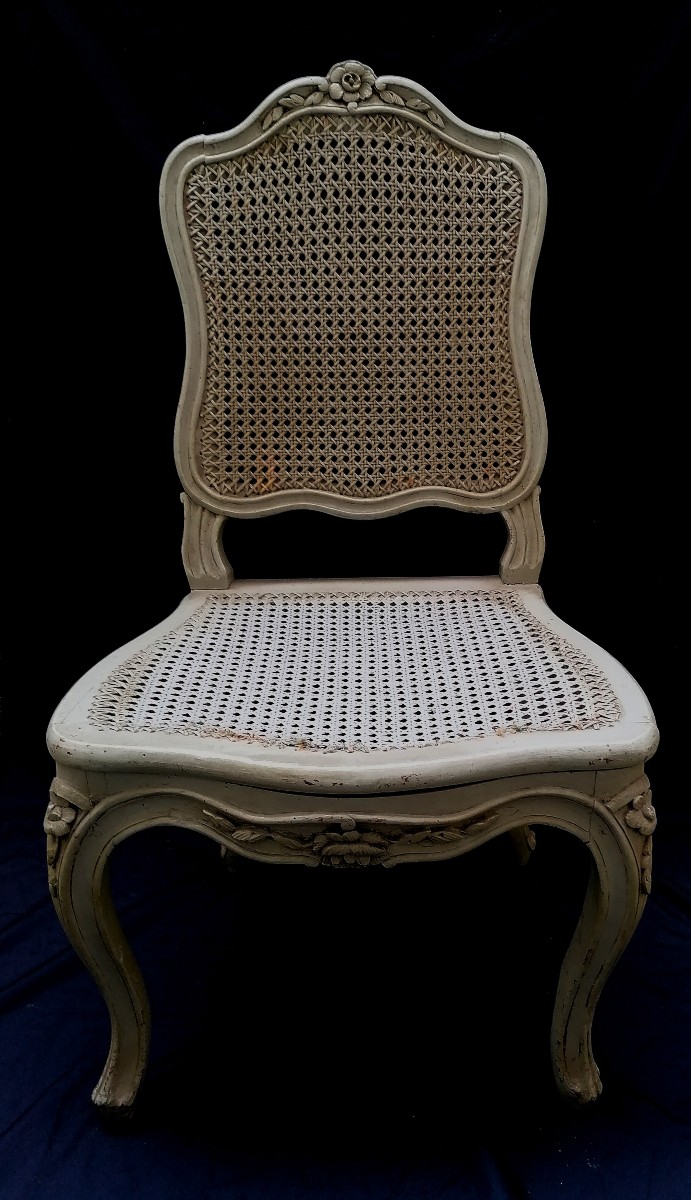 CHAISE RELAQUEE ET CANNEE D'EPOQUE LOUIS XV OU REGENCE - XVIIIEME SIECLE-photo-2