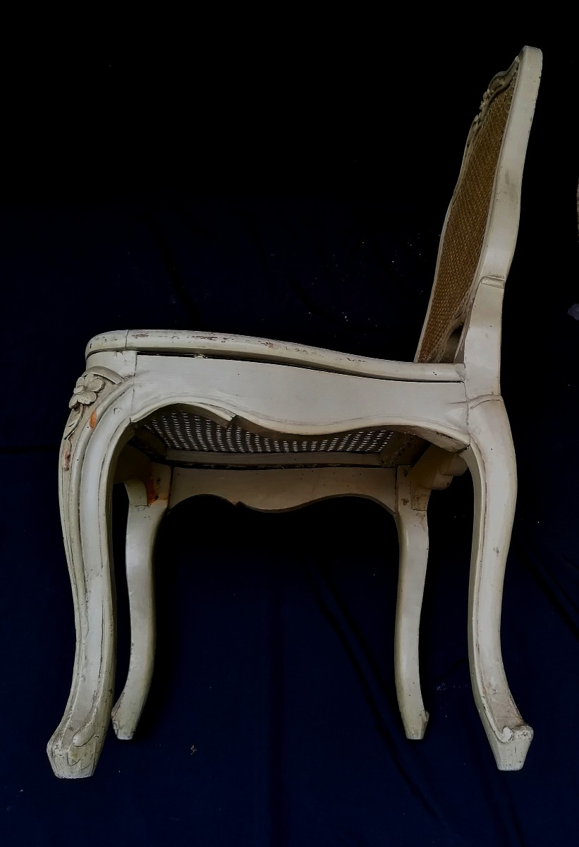 CHAISE RELAQUEE ET CANNEE D'EPOQUE LOUIS XV OU REGENCE - XVIIIEME SIECLE-photo-3