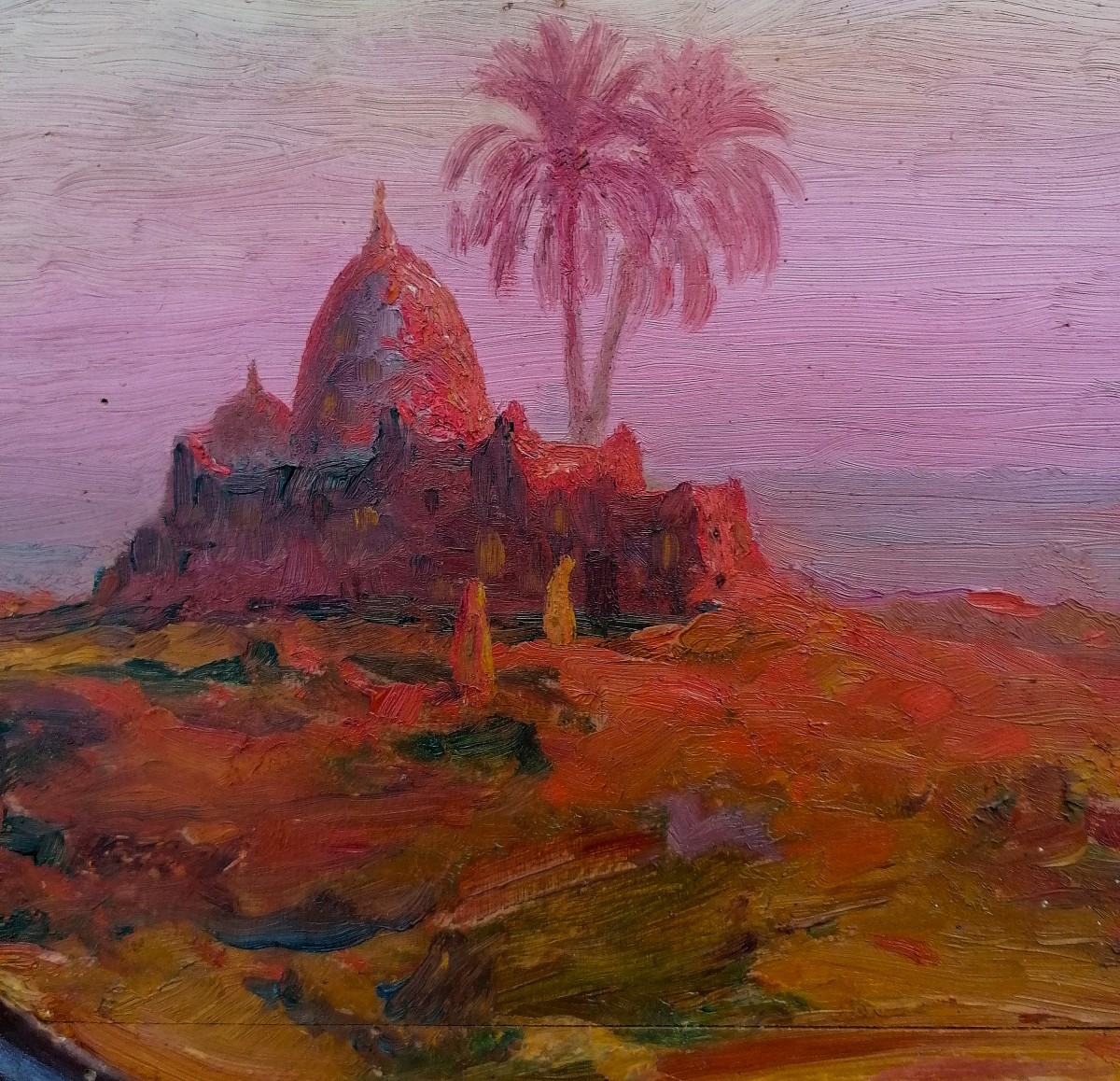 Jose Ortega - Algerian Landscape - Hand-carved Frame Adorned With A Rare Illumination - 20th Century-photo-4