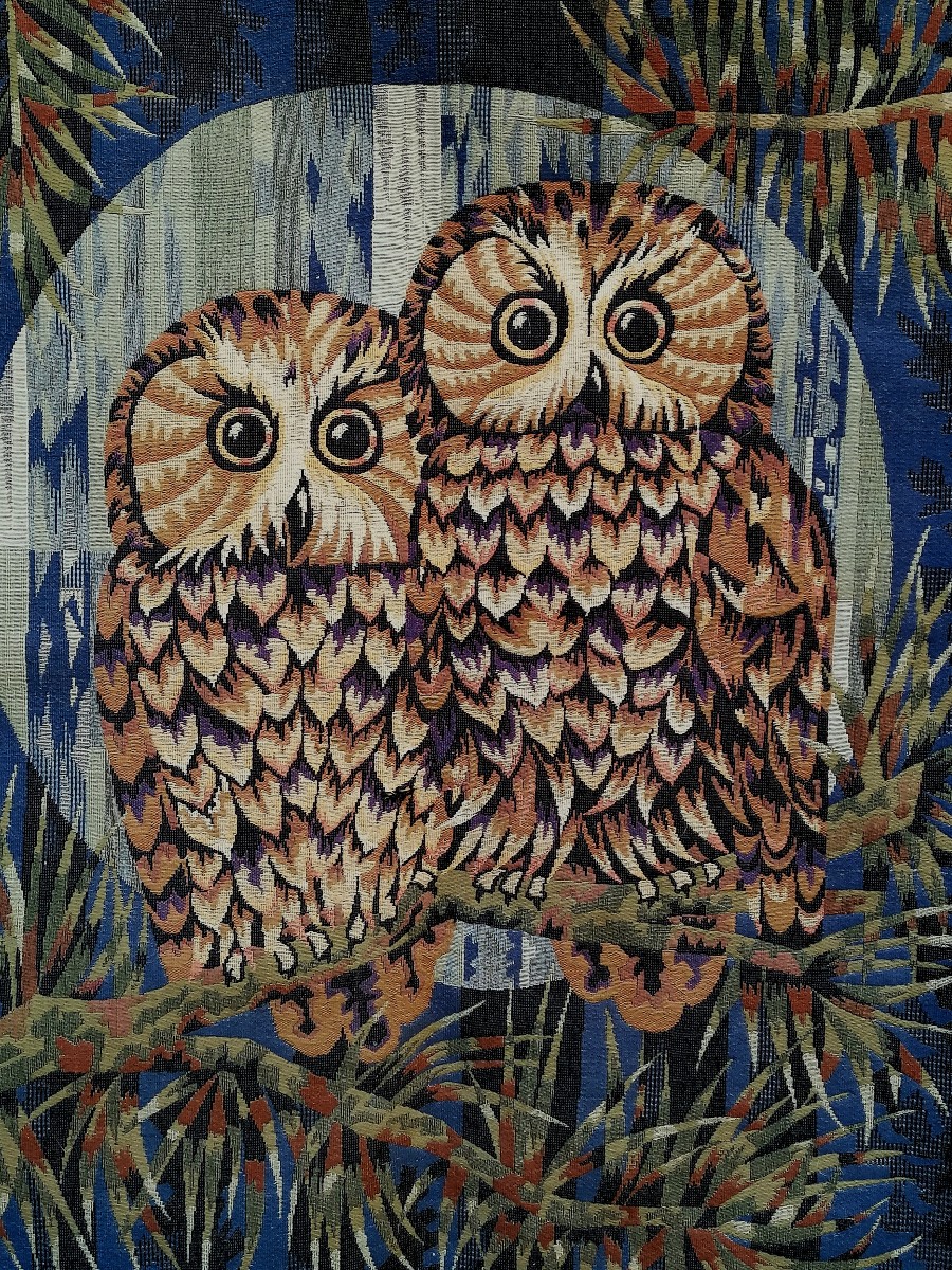 ALAIN CORNIC - TAPISSERIE EDITION JP PARIS - LES DEUX  HIBOUX - CIRCA 1960-1970 - -photo-2