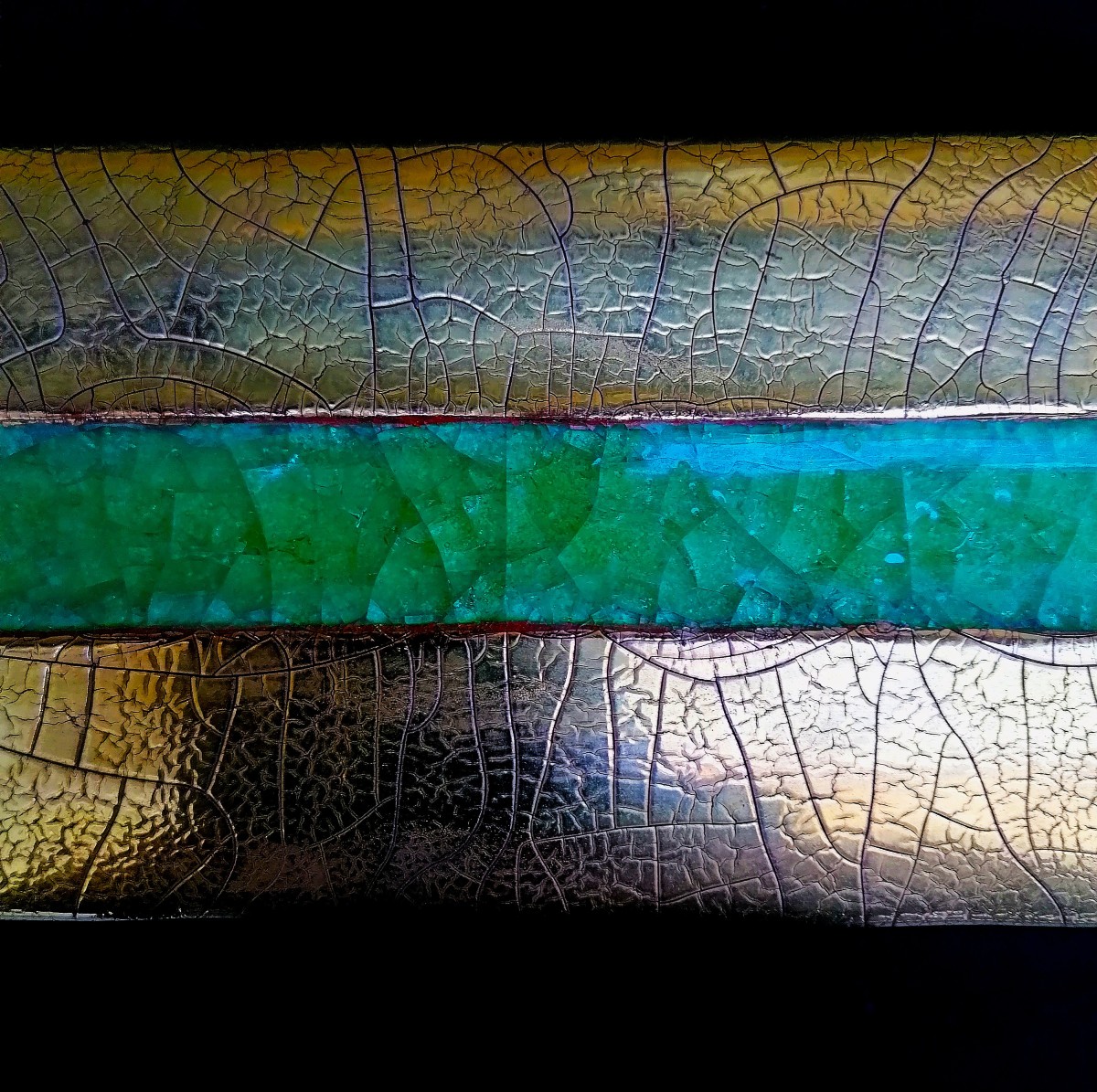 MITHE ESPELT - COFFRET MODELE VITRAIL - CERAMIQUE ET VERRE CRISTALLISE - OR CRAQUELE --photo-3