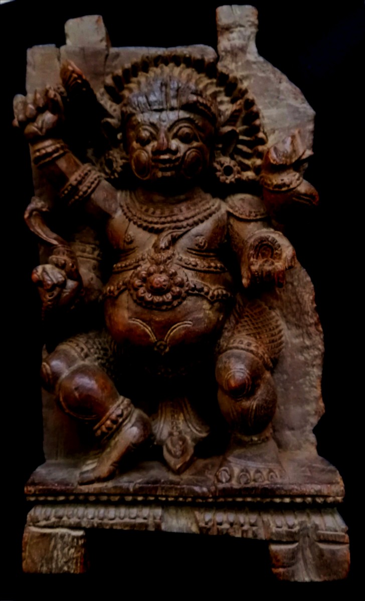 High Relief In Carved Wood - Bhairava Terrifying Form Of Shiva - India - 17th-18th Century --photo-4