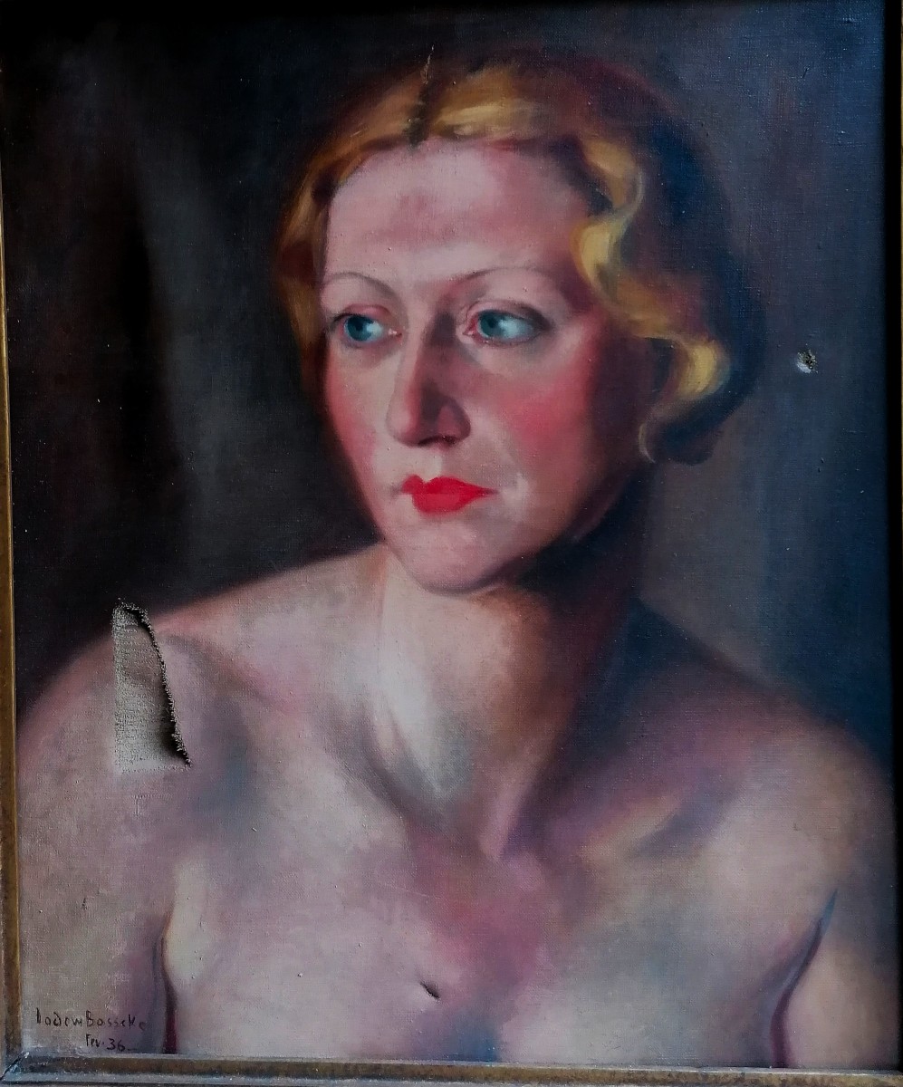 LODEW BOSSCKE - ECOLE BELGE - PORTRAIT ART DECO - CIRCA 1936 - -photo-2