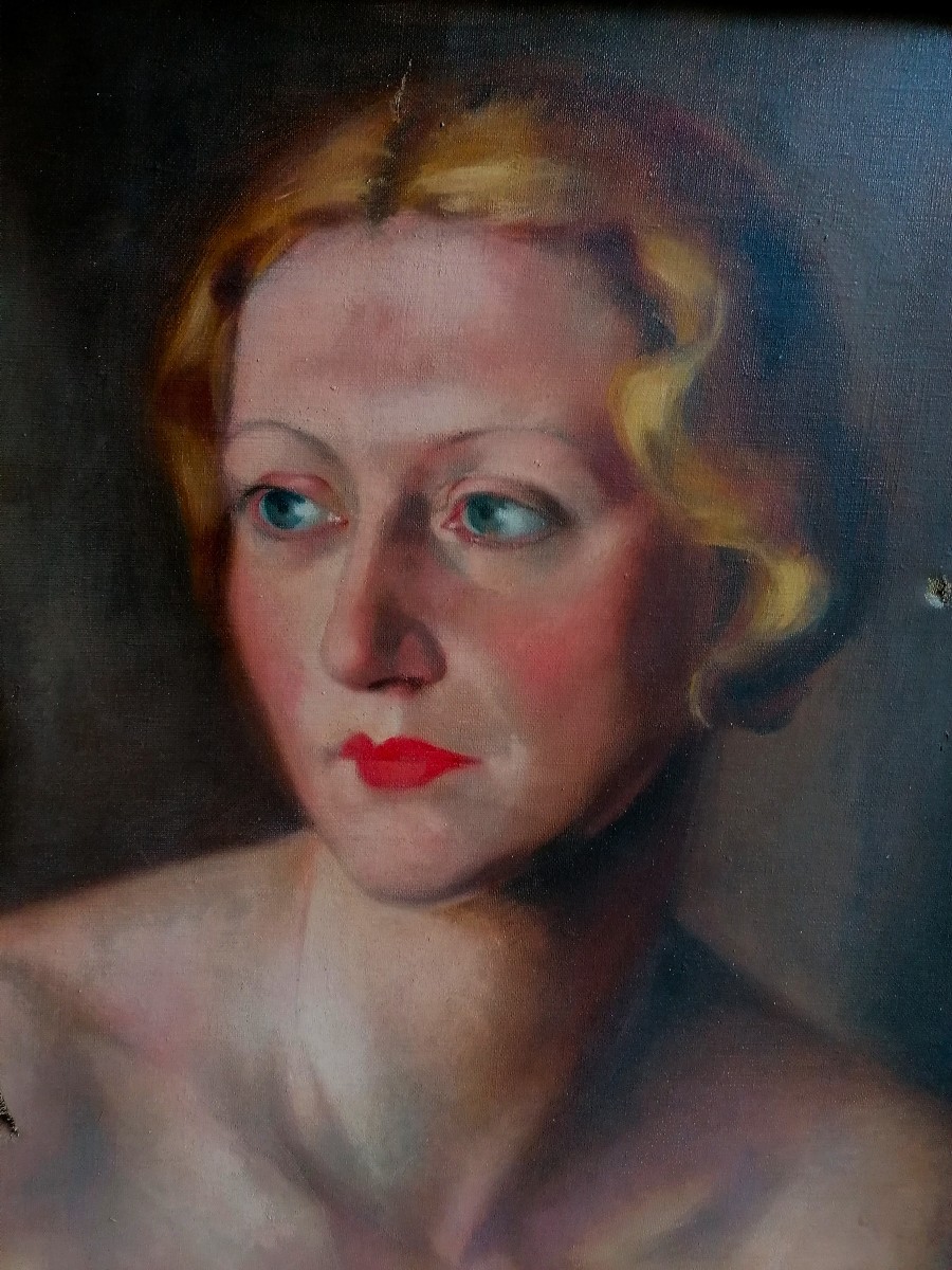 LODEW BOSSCKE - ECOLE BELGE - PORTRAIT ART DECO - CIRCA 1936 - -photo-3