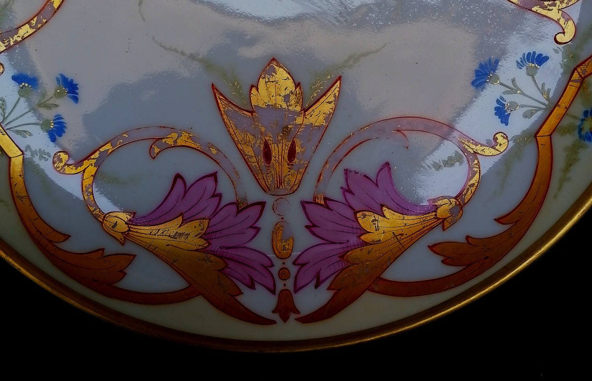 Plate - Limoges France - Art Nouveau Decoration - Gold Leaf Highlights - Wear --photo-3