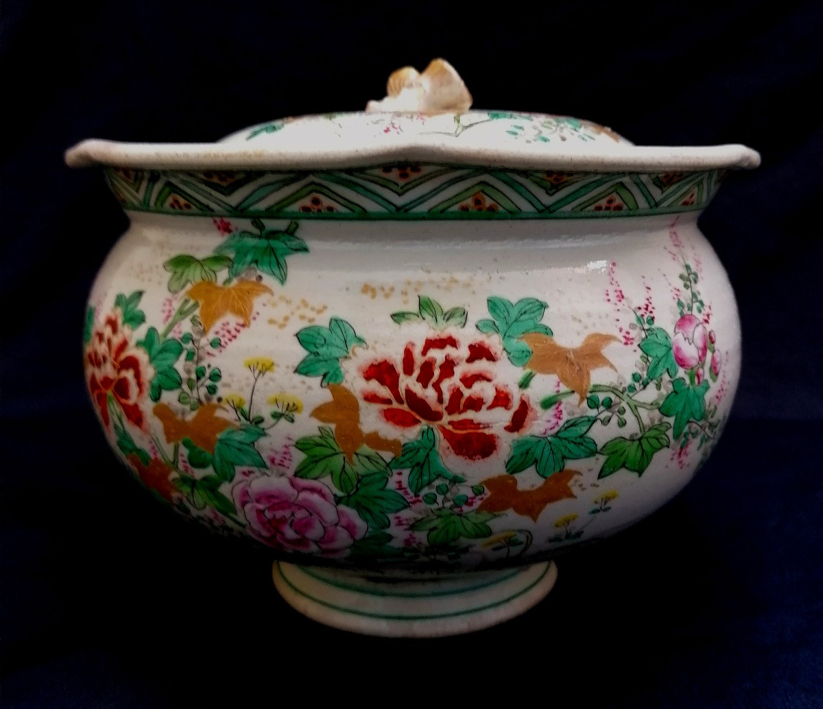 Terrine - Broth - Japanese Ceramic - Naturalist Decoration - Satsuma - 19th Century -photo-4