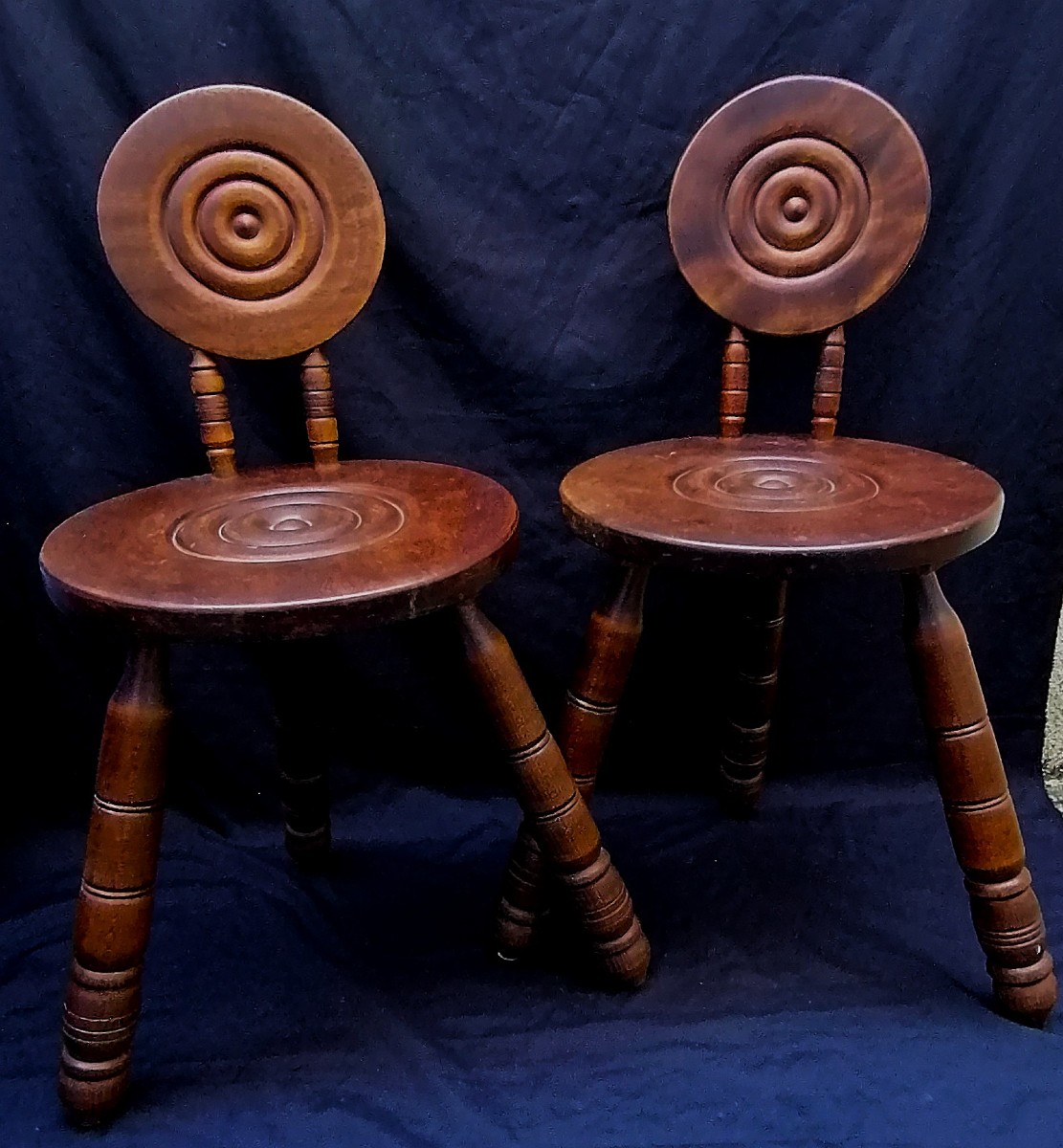 Pair Of Stools - Carved Oak - Made Or Attributed To Charles Dudouyt --photo-2
