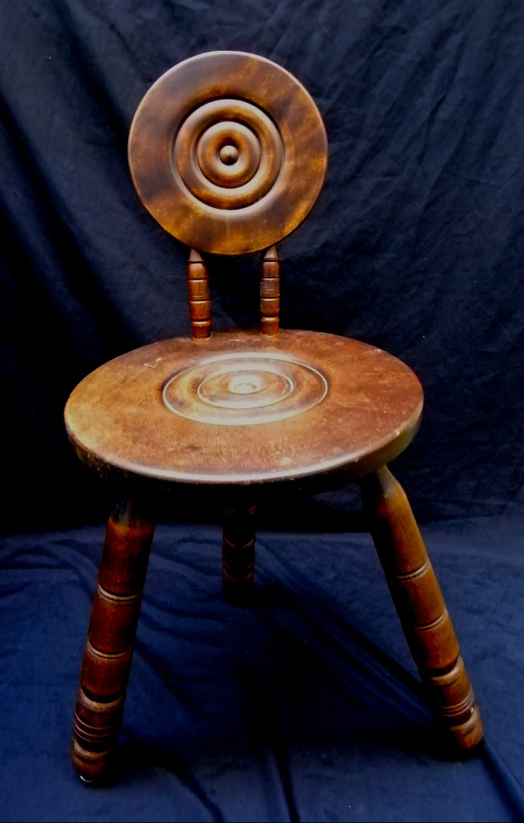 Pair Of Stools - Carved Oak - Made Or Attributed To Charles Dudouyt --photo-3