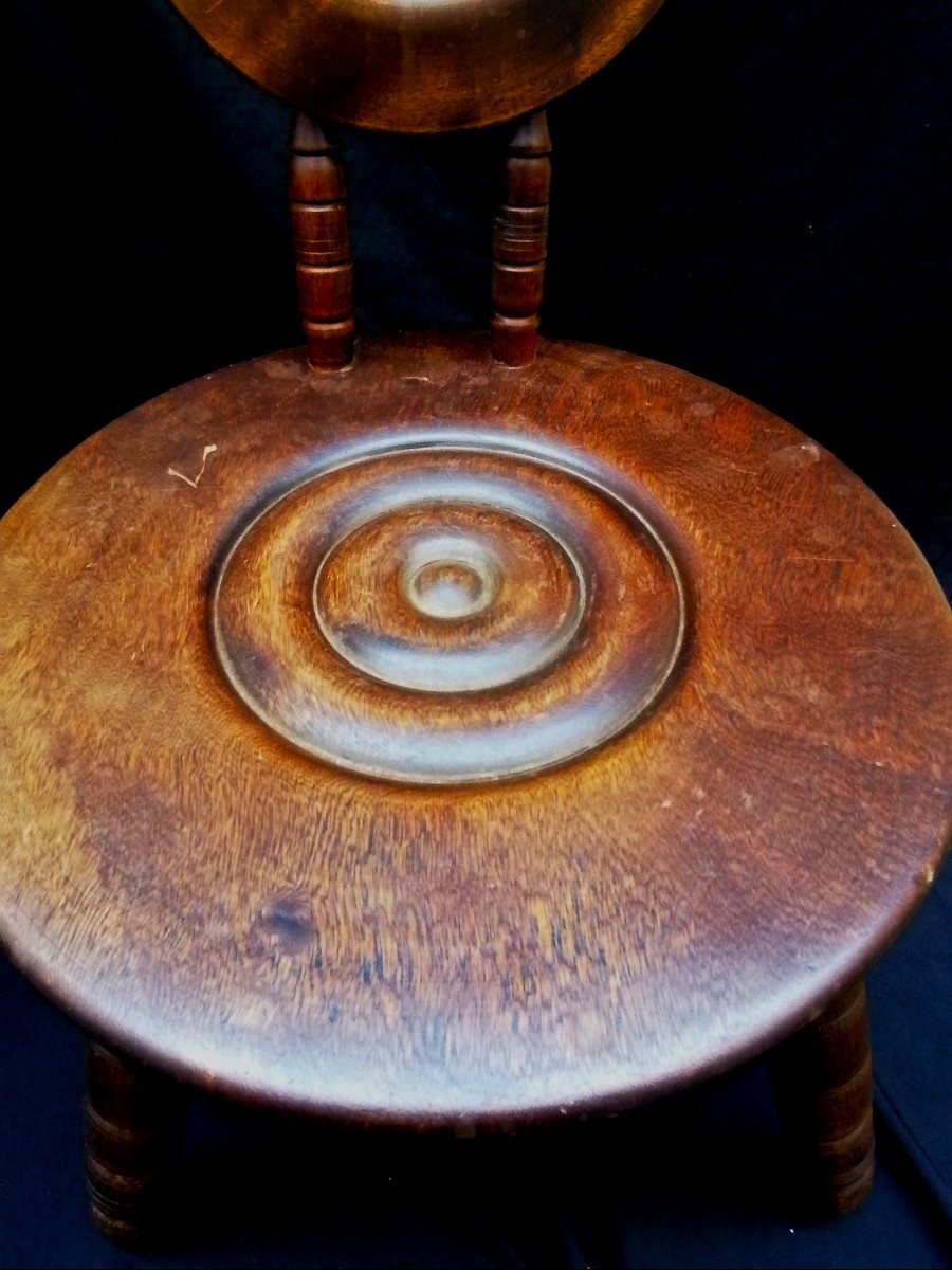 Pair Of Stools - Carved Oak - Made Or Attributed To Charles Dudouyt --photo-2