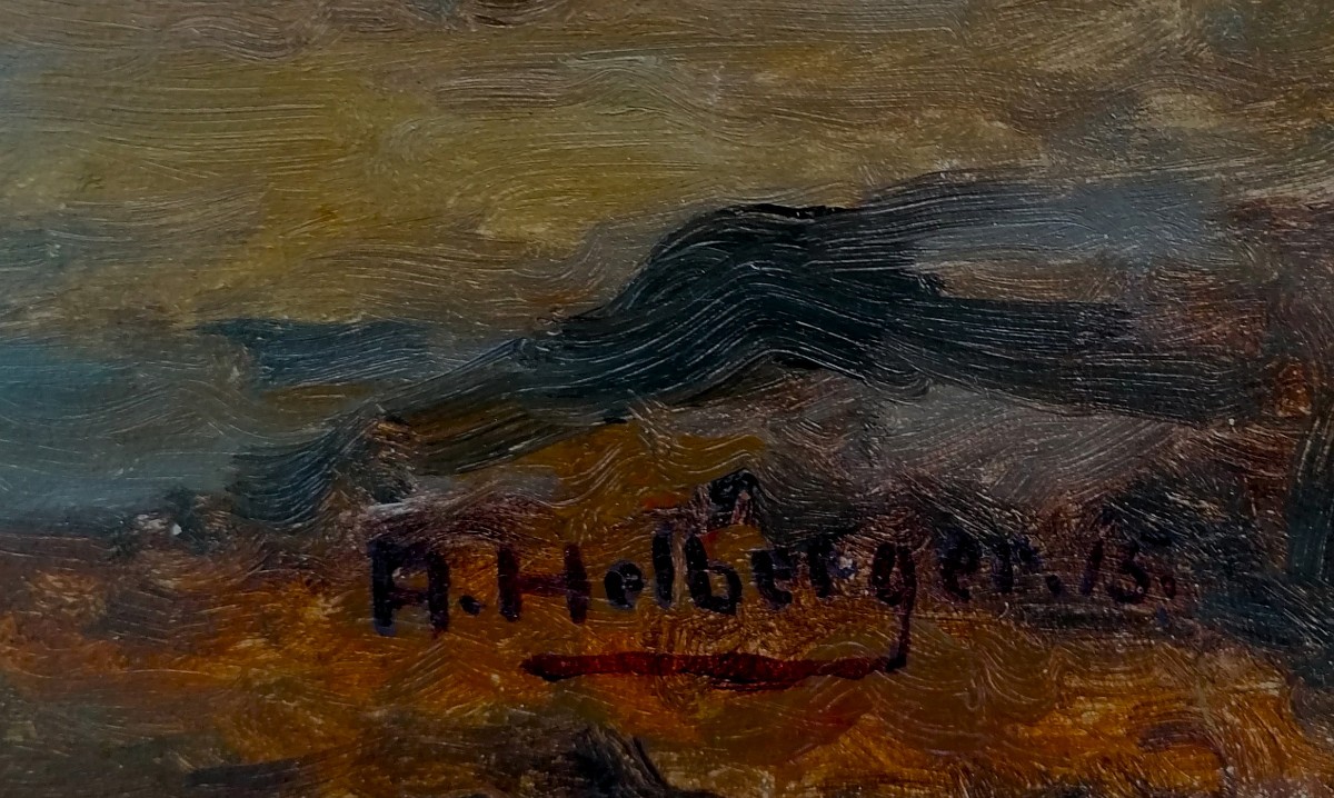 Alfred Hermann Helberger 1871-1946 - Mountain Landscape 1915 - Post Impressionist - -photo-3