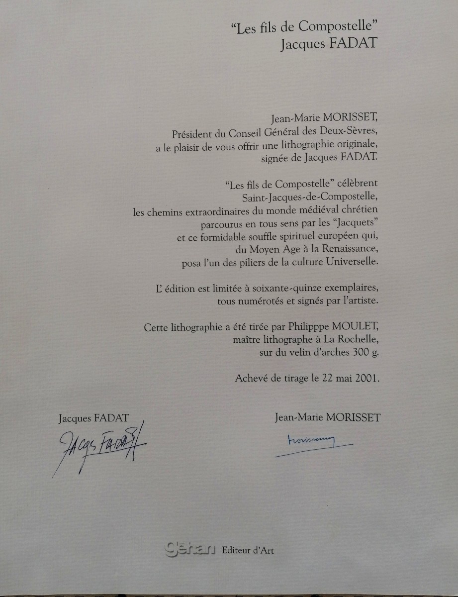 JACQUES FADAT - LITHOGRAPHIE- LA FAILLE DE RONCEVAUX- XXEME --photo-3