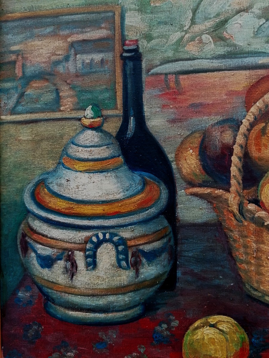 Oil On Canvas - Still Life - Post-impressionist - Signed - Early 20th Century-photo-3