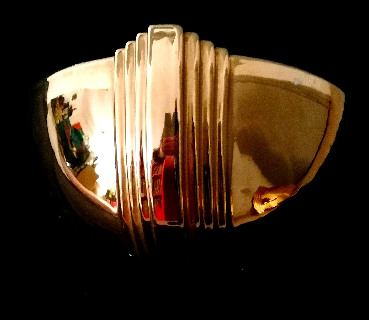 Pair Of Gilded Porcelain Wall Lights In Modernist Or Art Deco Style - 20th Century-photo-3