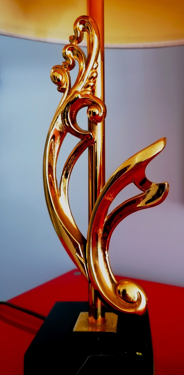 Charles Or Jansen House Lamp - Marble And Bronze - Naturalist Decoration - 1970s/80s-photo-2