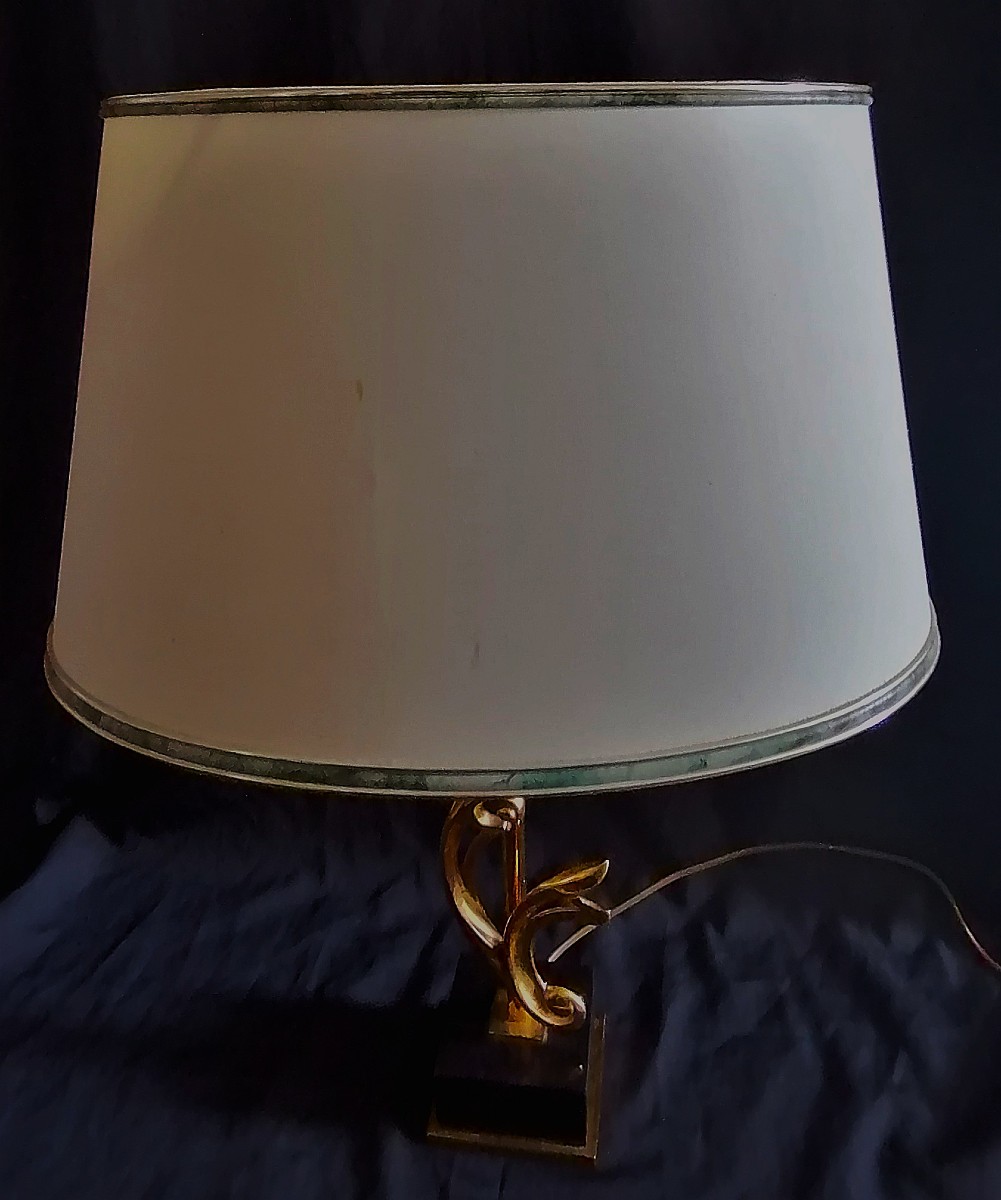 Charles Or Jansen House Lamp - Marble And Bronze - Naturalist Decoration - 1970s/80s-photo-4