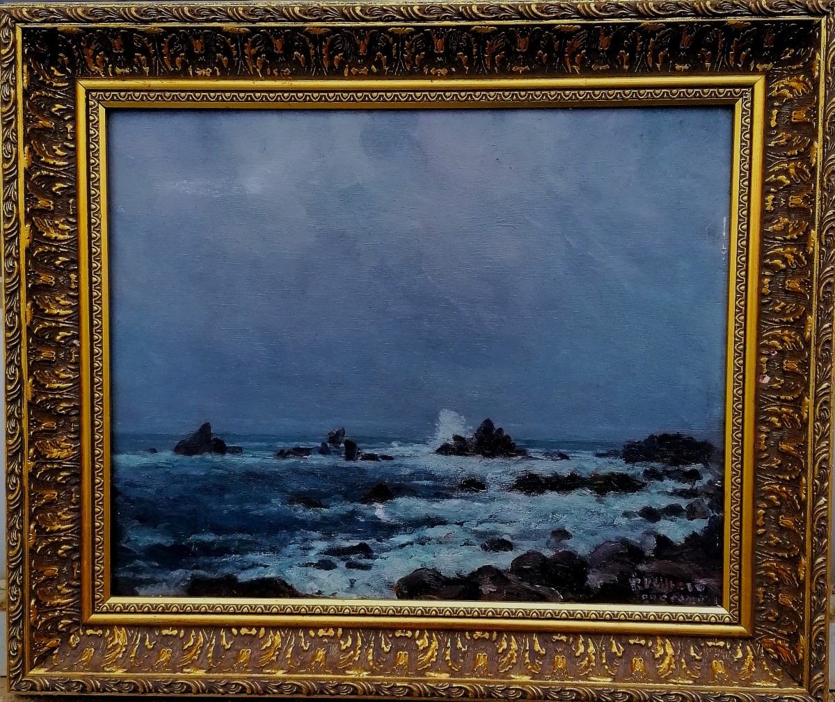 Oil On Panel - Marine - Ouessant - Pointe Du Pern - Bretagne - Signature --photo-2