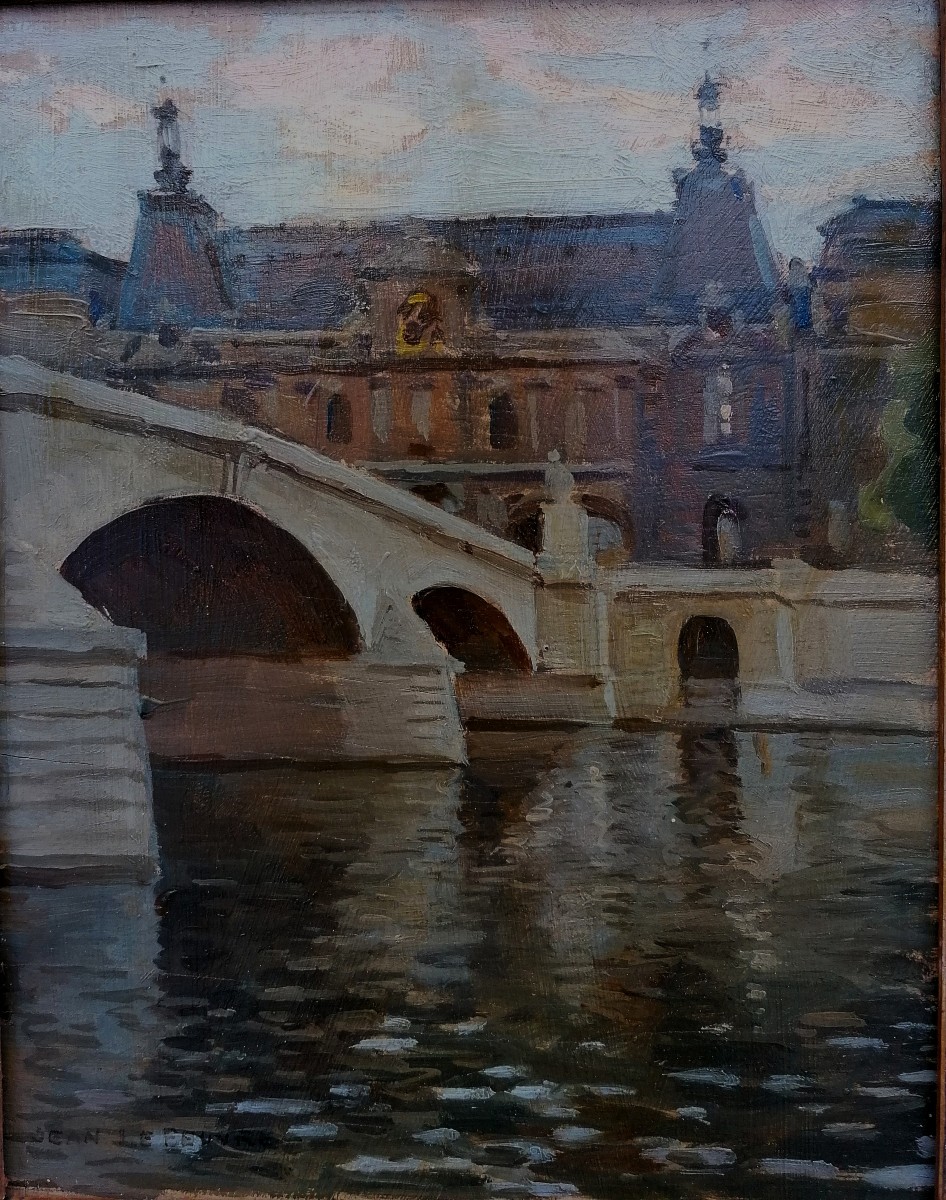Jean Lefeuvre ( 1982-1974 ) - Carrousel Bridge - Paris - Oil On Wood - Prix De Rome --photo-2