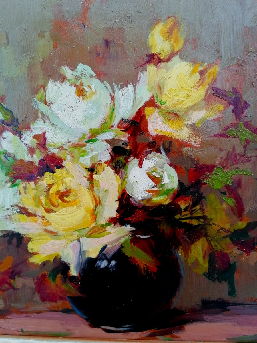 J. Terny - Bouquet Of Roses - Post Impressionist School - Circa 1950 --photo-4