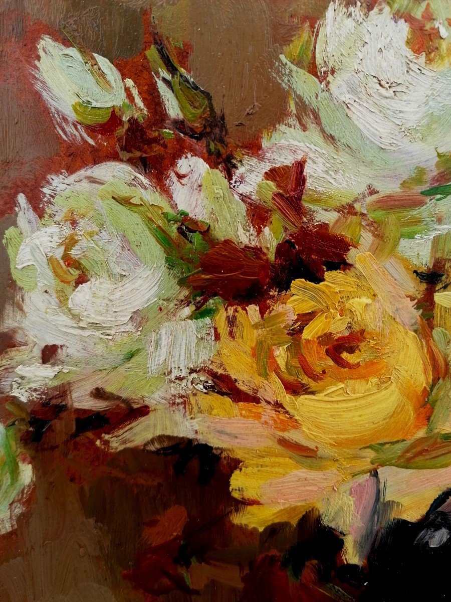 J. Terny - Bouquet Of Roses - Post Impressionist School - Circa 1950 --photo-1