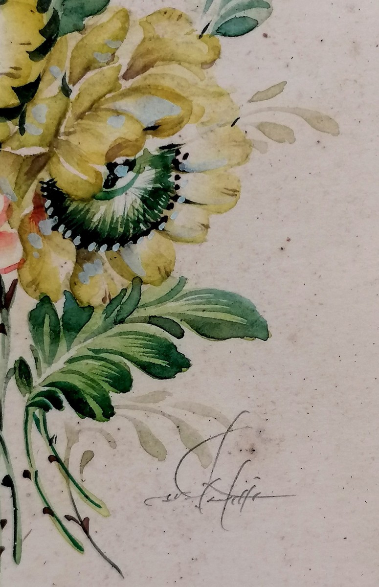 Vittorio Guidotti - Watercolor - Bouquet Of Flowers - XXeme - 3/3-photo-4