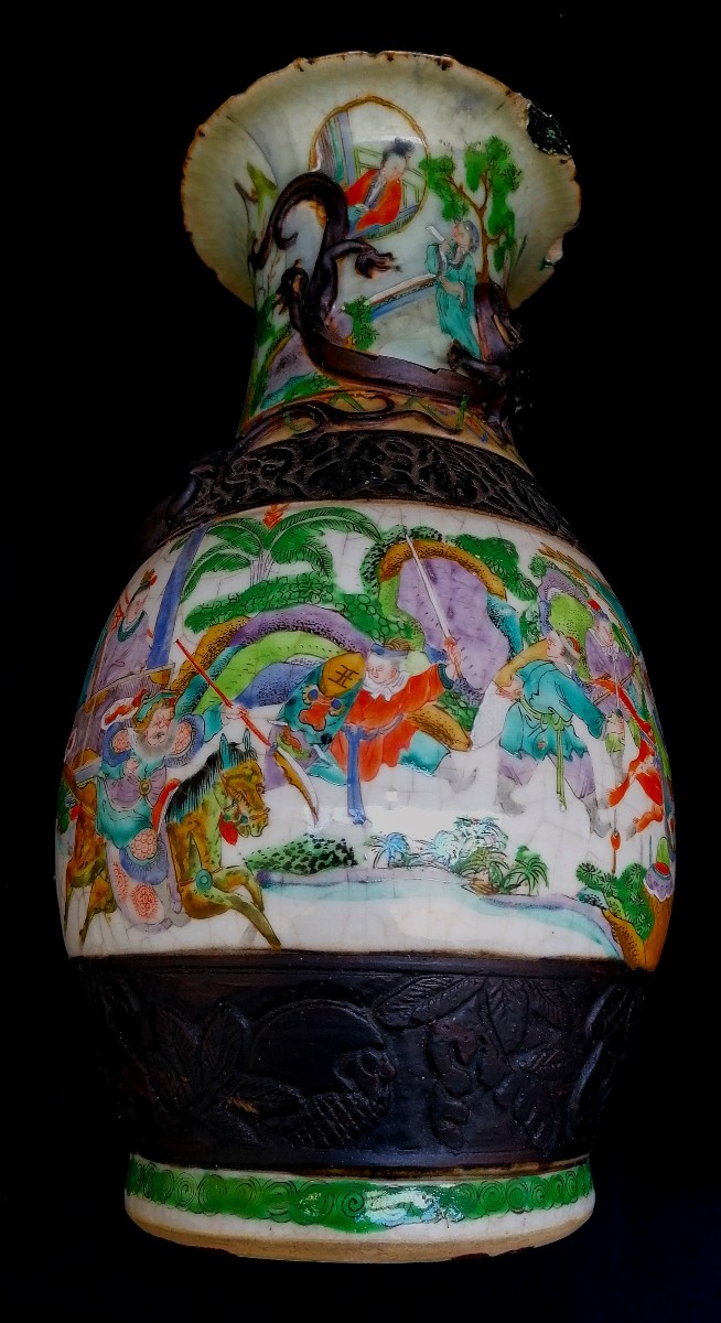 Pair Of Porcelain And Painted Gres Vases In The Style Of The Nanking Green Family - China-photo-4