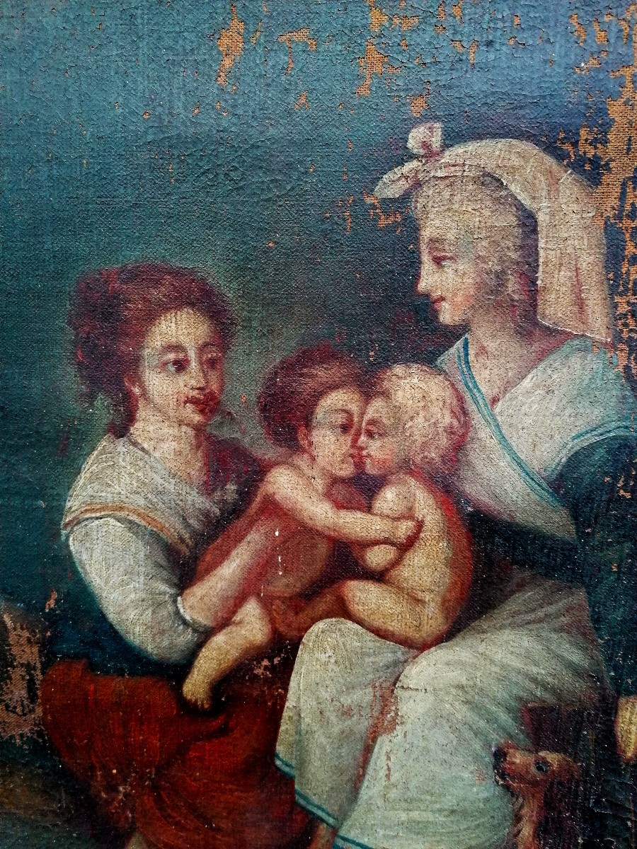 HUILE SUR TOILE - SAINTE FAMILLE - ECOLE ITALIENNE XVIIEME - -photo-4