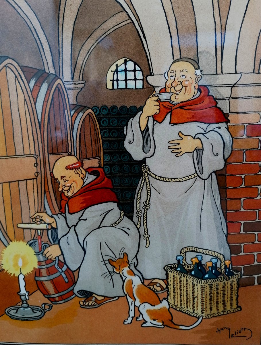 Stencil - Lithograph - Harry Eliott - The Monks --photo-2
