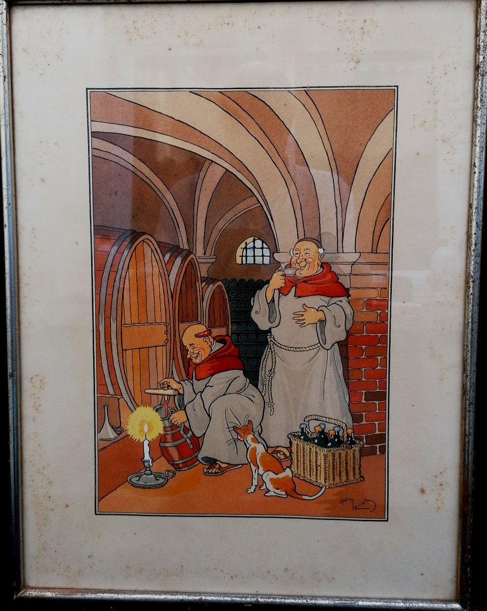 Stencil - Lithograph - Harry Eliott - The Monks --photo-4