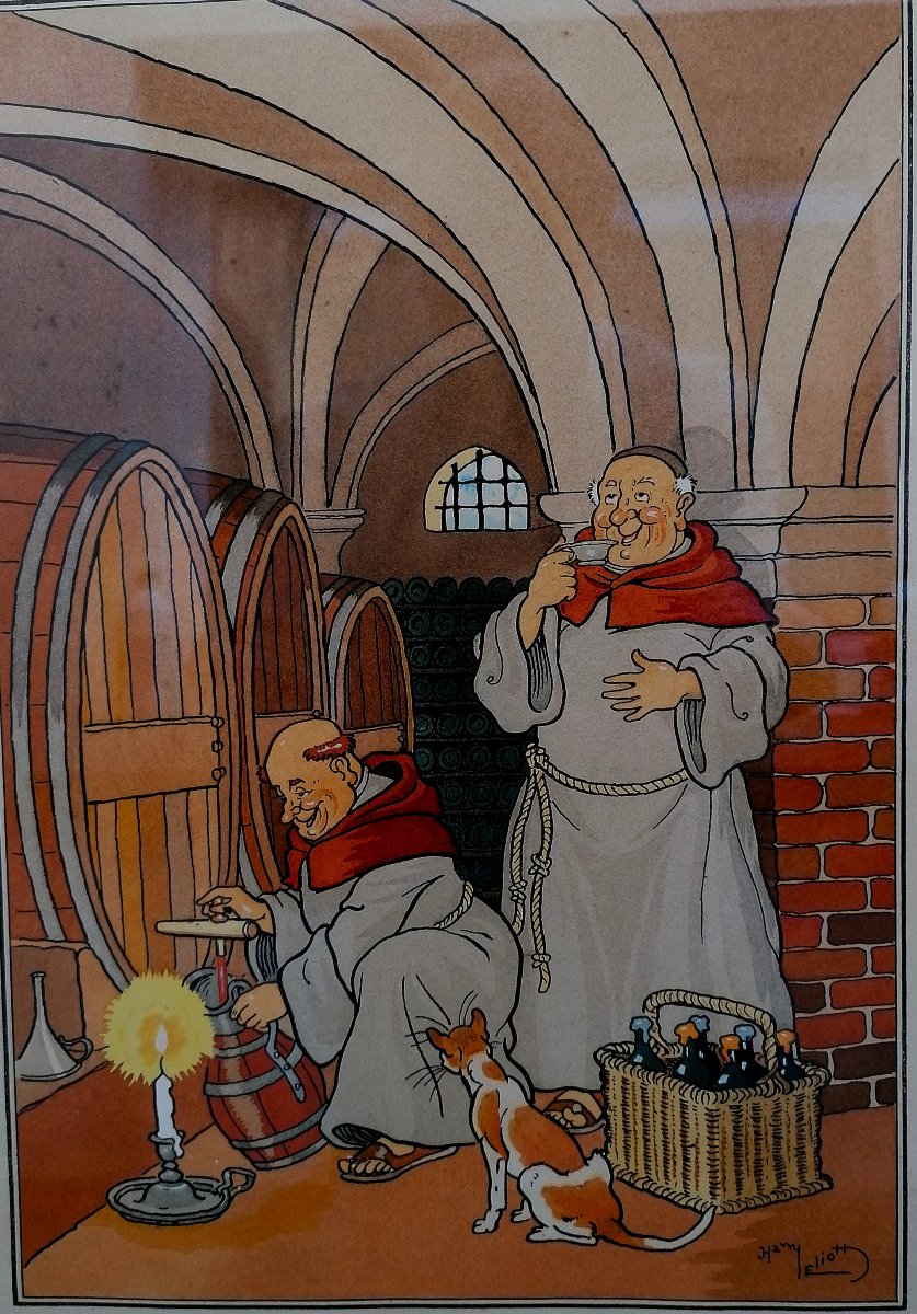 Stencil - Lithograph - Harry Eliott - The Monks -