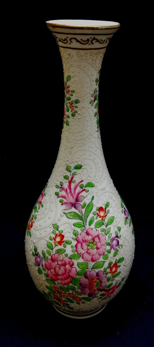 VASE EN PORCELAINE DE SAMSON -DECOR  DANS LE GOUT DE LA COMPAGNIE DES INDES - XIXEME - 37 CM --photo-3
