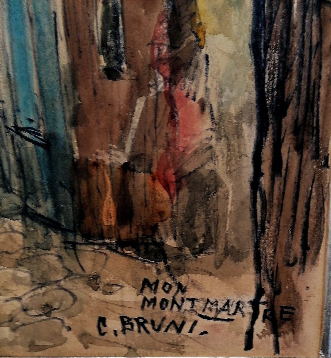 CONSTANTIN NICOLAEVITCH BRUNI - AQUARELLE - VUE DE MONTMARTRE - XXEME --photo-2