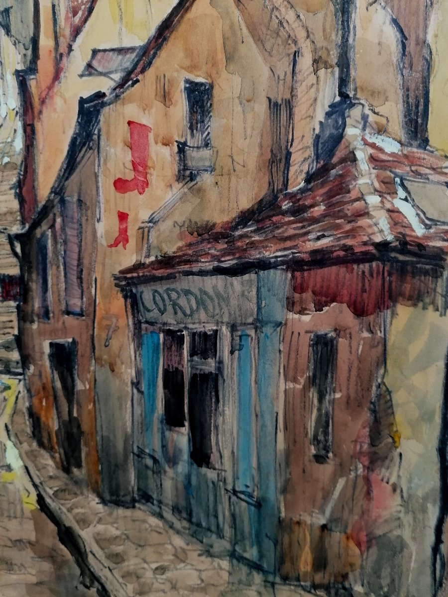 CONSTANTIN NICOLAEVITCH BRUNI - AQUARELLE - VUE DE MONTMARTRE - XXEME --photo-3