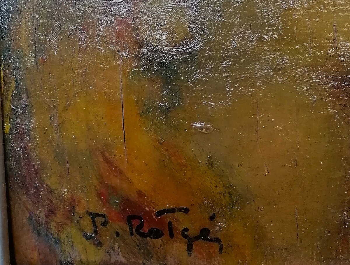 PROSPER ROTGE - HUILE SUR PANNEAU - PORTRAIT DE BACCHUS ET ARIANE - XXEME SIECLE - -photo-3