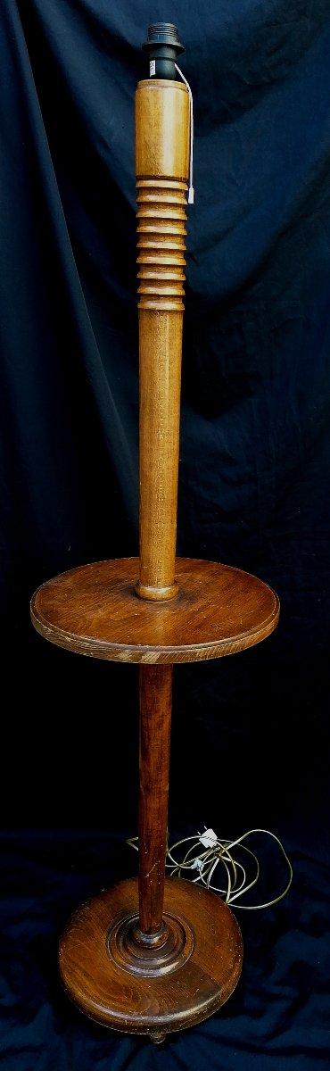 Solid Wood Floor Lamp - Dlg By Charles Dudouyt - 1940–1950 -