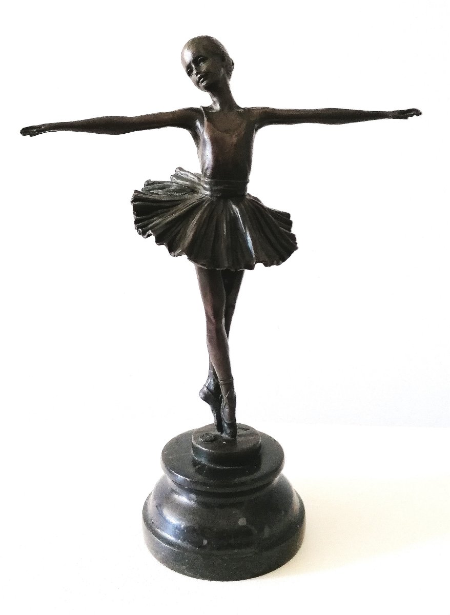 MILO - SCULPTURE EN BRONZE - LA BALLERINE - STYLE ART DECO - BRONZE GARANTI PARIS - J.B DEPOSE -photo-3