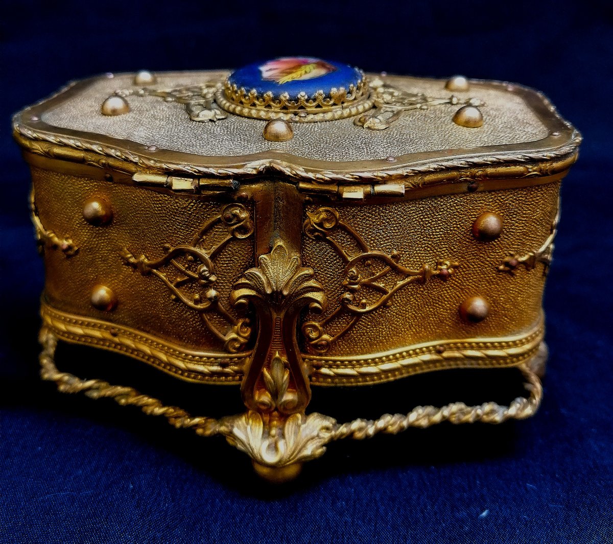 Jewelry Box Or Case - Gilded Brass And Miniature On Porcelain - 19th Century - -photo-1