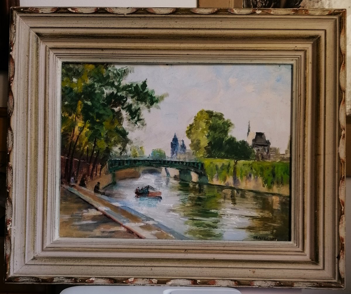 MAURICE FLEURIVAL 1891-1954 - LE PONT SAINT LOUIS A PARIS - GOUACHE - DEBUT XXEME SIECLE --photo-2