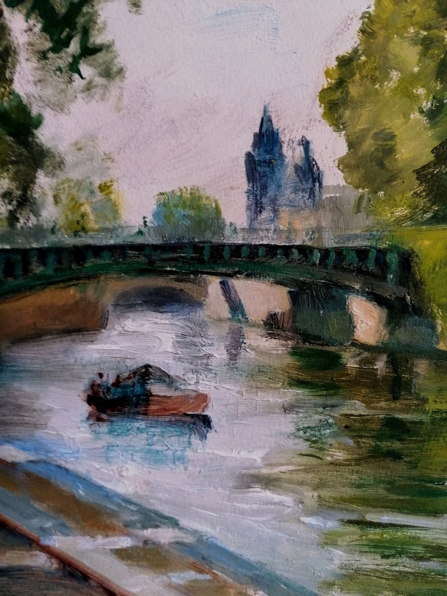 MAURICE FLEURIVAL 1891-1954 - LE PONT SAINT LOUIS A PARIS - GOUACHE - DEBUT XXEME SIECLE --photo-3