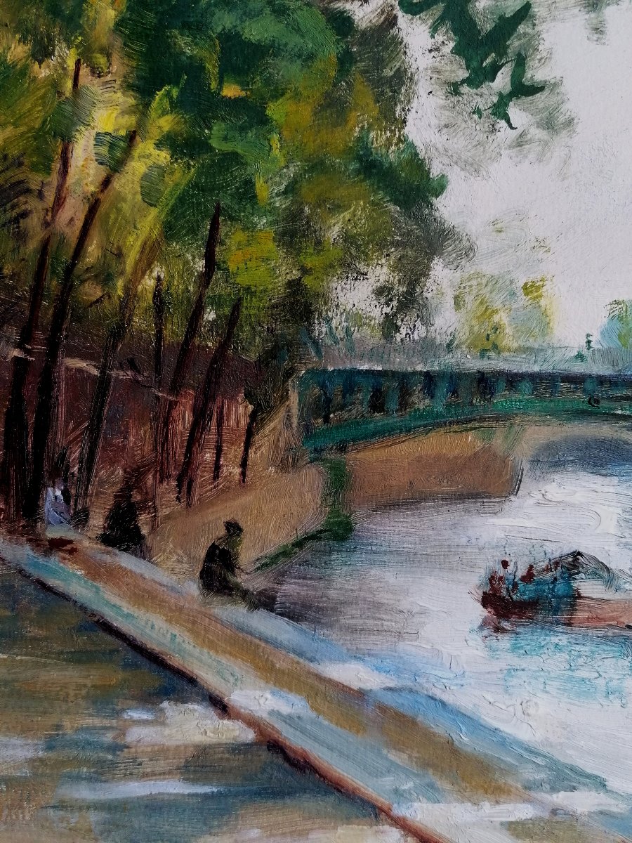 MAURICE FLEURIVAL 1891-1954 - LE PONT SAINT LOUIS A PARIS - GOUACHE - DEBUT XXEME SIECLE --photo-4