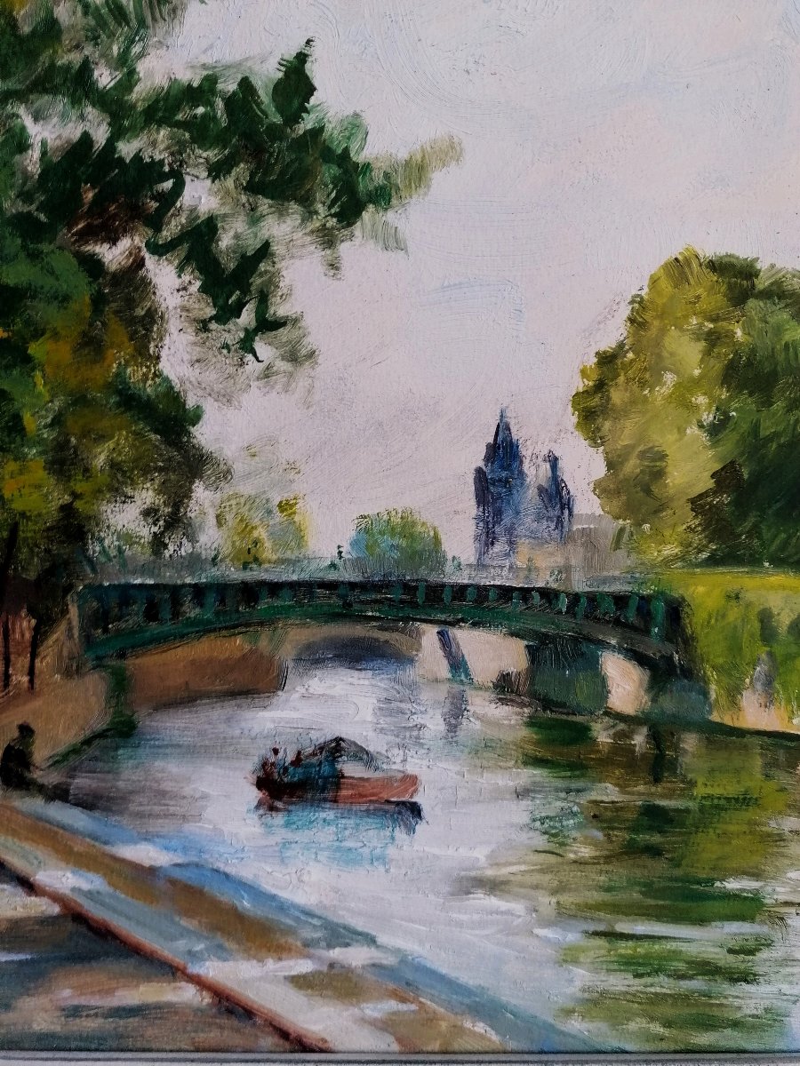MAURICE FLEURIVAL 1891-1954 - LE PONT SAINT LOUIS A PARIS - GOUACHE - DEBUT XXEME SIECLE --photo-1