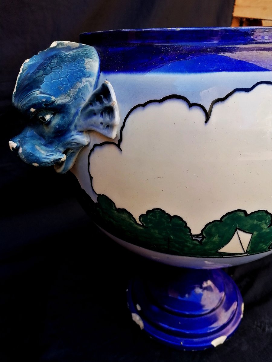 LEON HAFFNER - VASQUE SUR PIEDOUCHE EN FAIENCE - LIGUE MARITIME ET COLONIALE DE PARIS - XXEME --photo-1