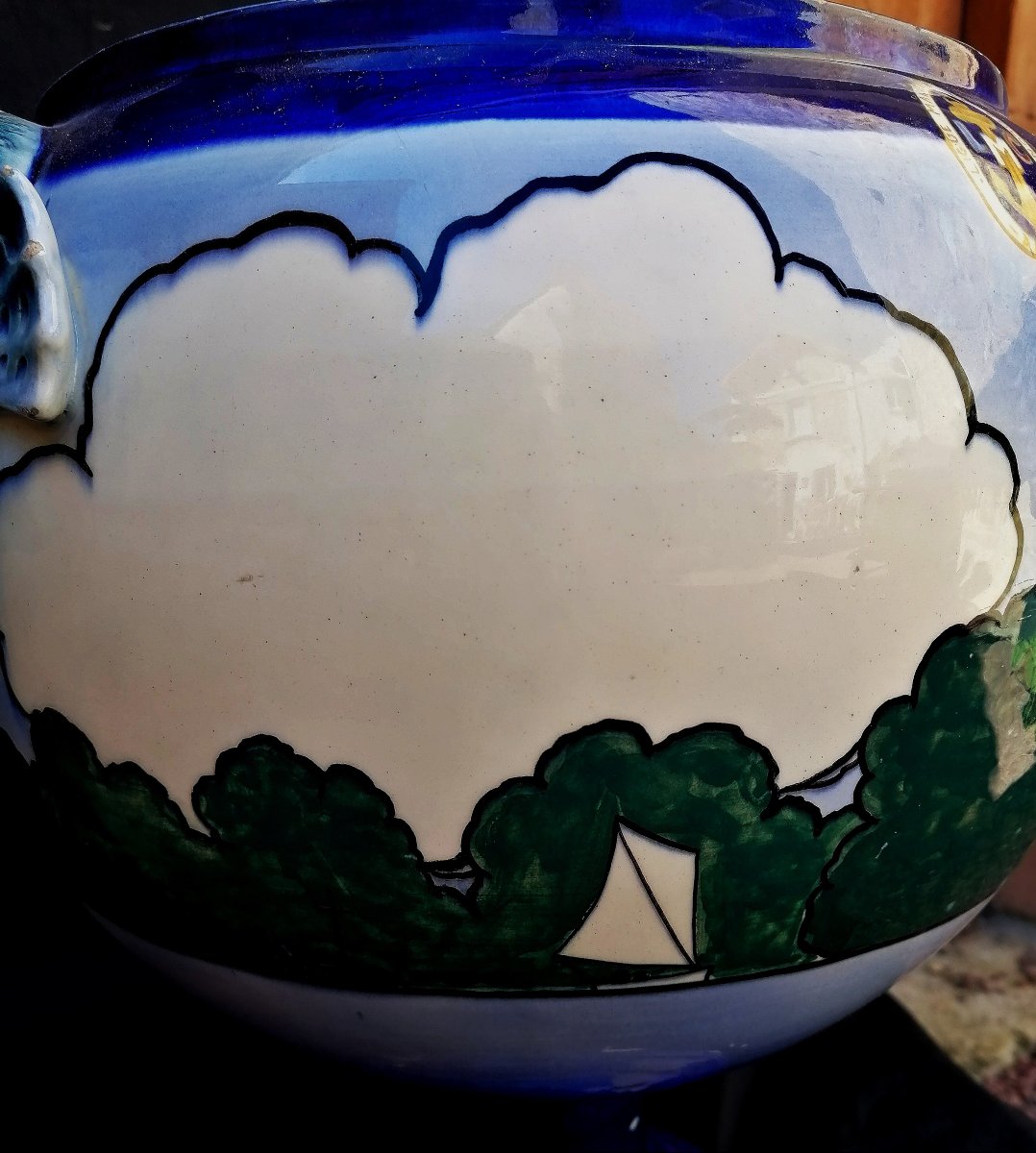 LEON HAFFNER - VASQUE SUR PIEDOUCHE EN FAIENCE - LIGUE MARITIME ET COLONIALE DE PARIS - XXEME --photo-3