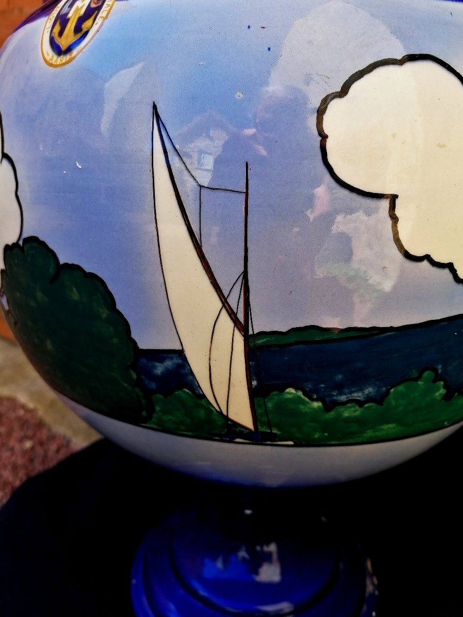 LEON HAFFNER - VASQUE SUR PIEDOUCHE EN FAIENCE - LIGUE MARITIME ET COLONIALE DE PARIS - XXEME --photo-4