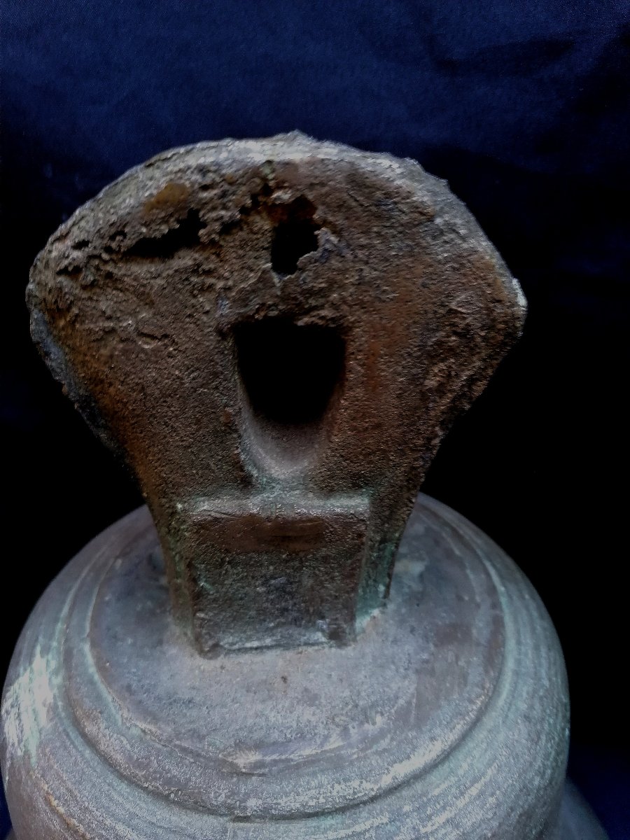 CLOCHE ANCIENNE DE PROPRIETE EN BRONZE DATEE ET MONOGRAMMEE - XIXEME SIECLE - -photo-3