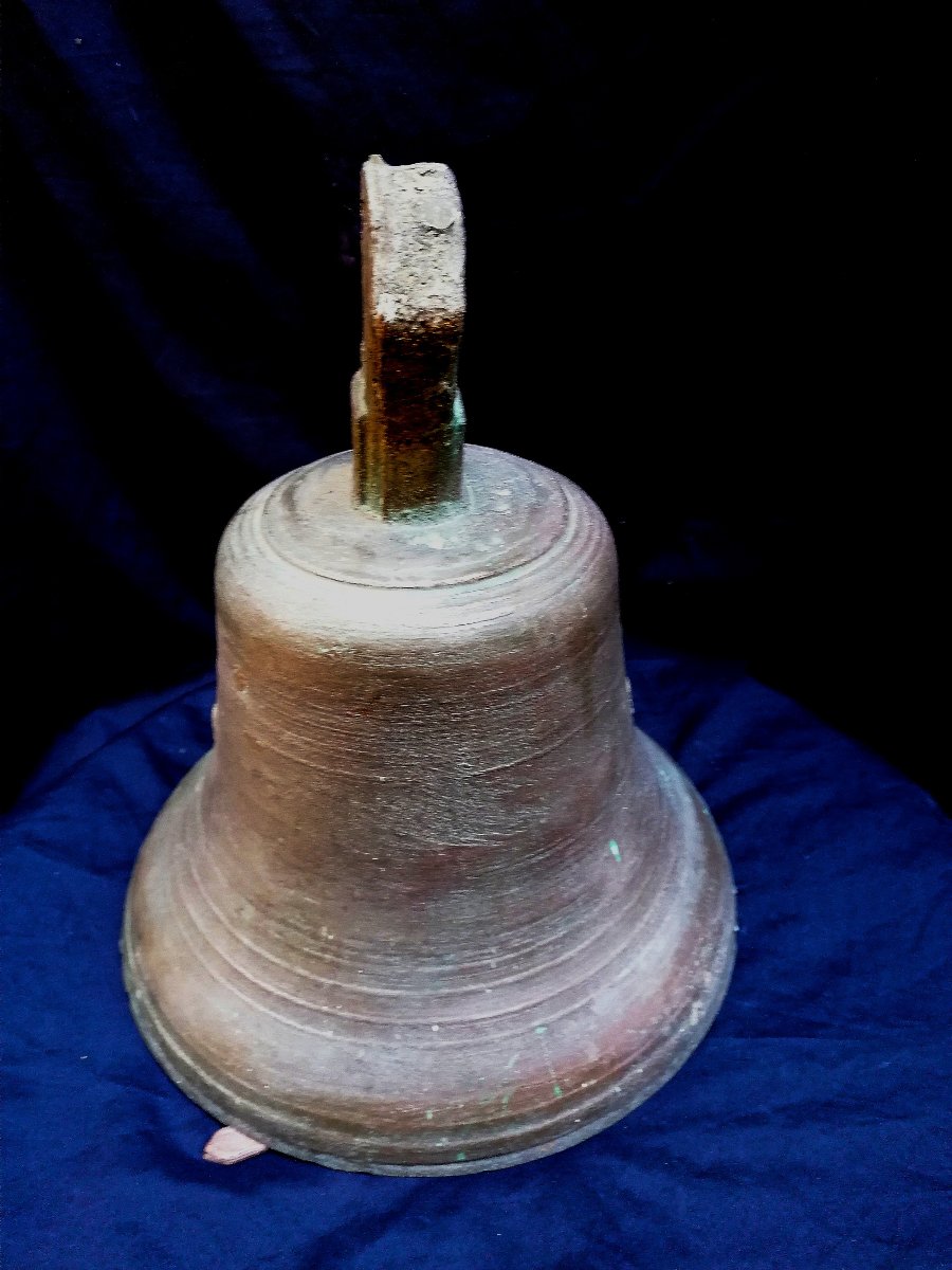 CLOCHE ANCIENNE DE PROPRIETE EN BRONZE DATEE ET MONOGRAMMEE - XIXEME SIECLE - -photo-1