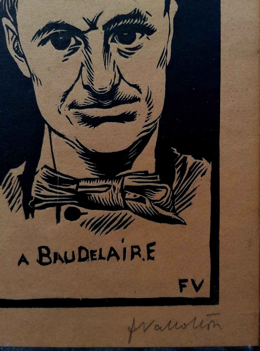 FELIX VALLOTTON - XYLOGRAPHIE - PORTRAIT DE BAUDELAIRE - SIGNATURE A LA MINE DE PLOMB - 1892 --photo-3