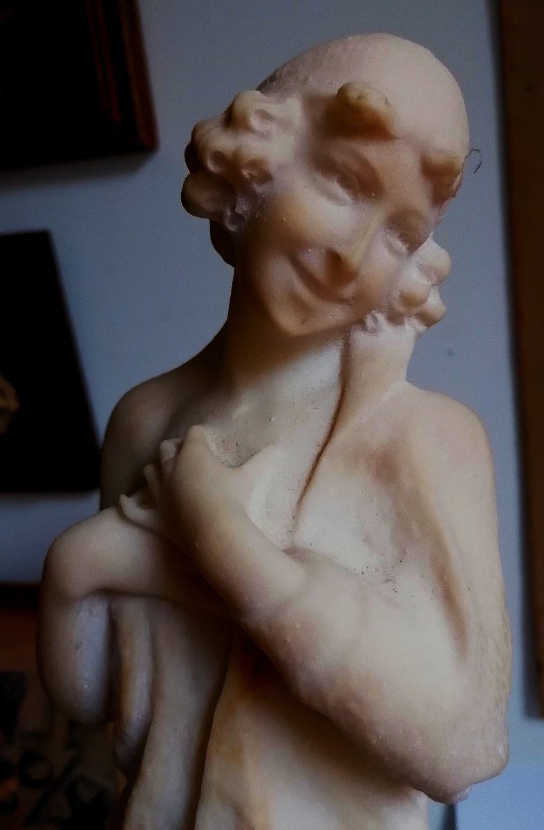 SCULPTURE ART DECO - PORTRAIT D'UNE ELEGANTE - EAU PETRIFIEE OU CALCAIRE - CIRCA 1930 --photo-3